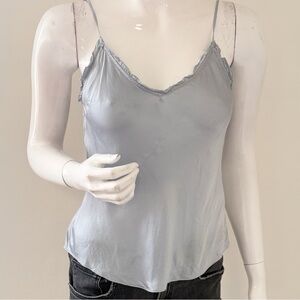 Aritzia Brand Wilfred Baby Blue Grey Satin Camisole Layering Tank Top